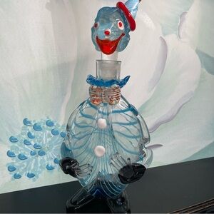 Italian Mid-Century Murano Style Art Glass Clown Decanter Bottle Vase